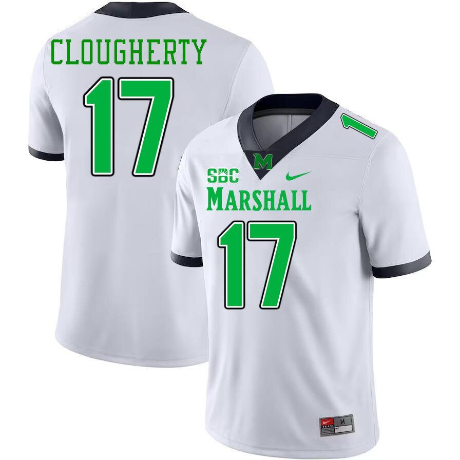 Marshall Thundering Herd #17 Jack Clougherty College Football Jerseys Stitched-White Marshall Thundering Herd #17 Jack Clougherty College Football Jerseys Stitched-White